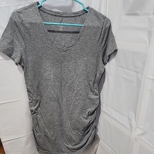 Isabel Maternity by Ingrid & Isabel Gray Ruched Short Sleeve Tee